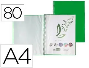 Carpeta Liderpapel Escaparate con Espiral 80 Fundas Polipropileno Din A4 Verde Mejor Calidad