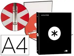 Carpeta 4 Anillas 25 mm Redondas Antartik A4 Forrada Negro Novedad