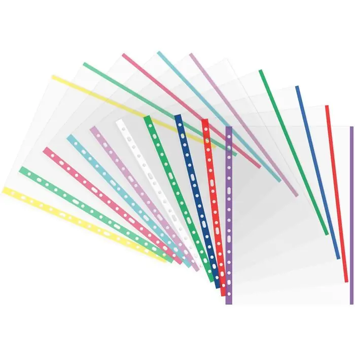 Fundas Pp Folio 16 Taladros Galga Extra Indice Colores Pastel Bolsa 25 ud Precio De Fábrica