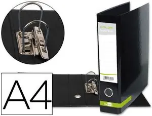 Archivador de Palanca Liderpapel A4 Color System Forrado sin Rado Lomo 80Mm Negro Compresor Metalico Mejor Calidad