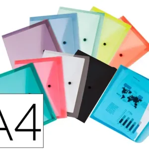 Solo Hoy Sobre Broche Liderpapel Transparente A4 Paquete de 12 Unidades Colores Surtidos