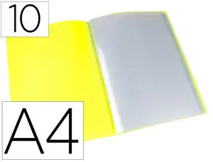 Carpeta 10 Fundas Polipropileno A4 Amarillo Fluor Opaco Hecho A Mano
