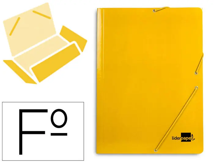 Carpeta Liderpapel Gomas Folio 3 Solapas Carton Plastificado Color Amarillo Precio Bajo