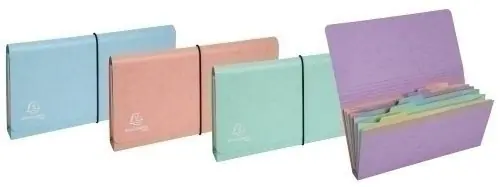 Carpeta Clasificadora Exacompta Aquarel Carton Forrado 24X11 cm 8 Dptos. Con Gomas y Solapas Surtido (4 Col. ) Rebajas