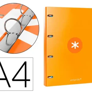 Auténtico Carpeta 4 Anillas 25 mm Redondas Antartik A4 Forrada Mostaza