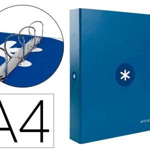 Lujoso Carpeta 4 Anillas 40 mm Antartik A4 Forrada Azul Marino