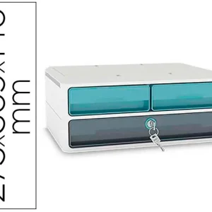 Stock Limitado Fichero Cajones de Sobremesa Cep Moov Up Reciclado 80% con Cerradura 3 Cajones Color Azul/gris 275X369X146 mm