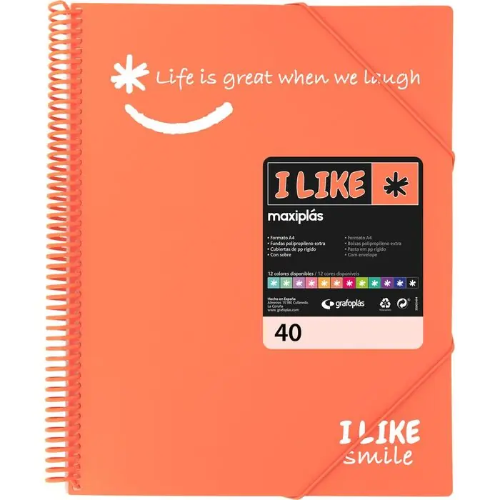 Carpeta 40 Fundas Maxiplas Pp I Like2 Coral Envío Exprés