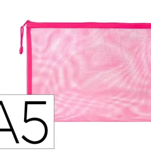Bolsa Zipper Bag Liderpapel Poliester Transpirable Multiusos Din A5 Rosa Artesanal