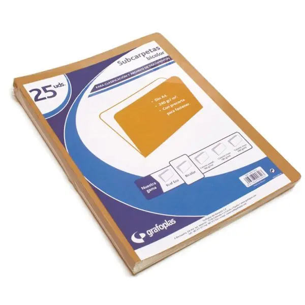 Subcarpeta Cartulina Folio Bicolor 180 Gr Paquete 25 ud Profesional
