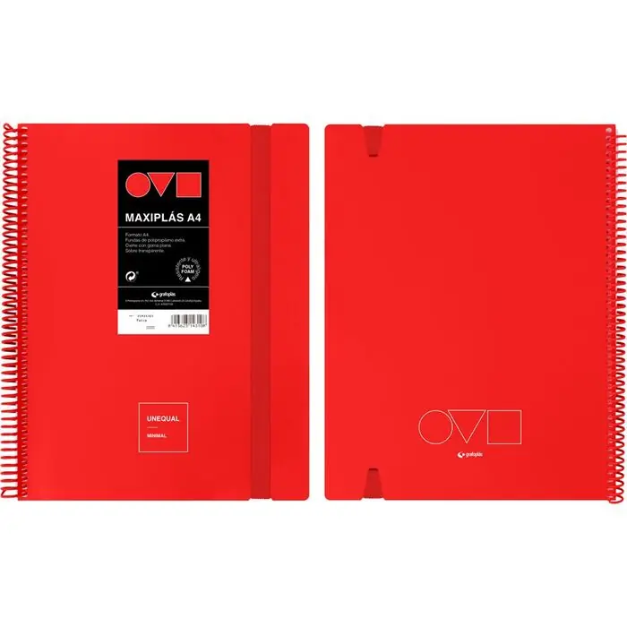 Carpeta 20 Fundas Maxiplas Polyfoam Unequal Minimal Rojo Pago Seguro