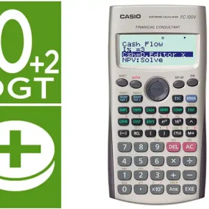 Calculadora Casio Fc-100V Financiera 4 Lineas 10+2 Digitos Almacenamiento Flash Calculo de Ganancias con Tapa Rebajas