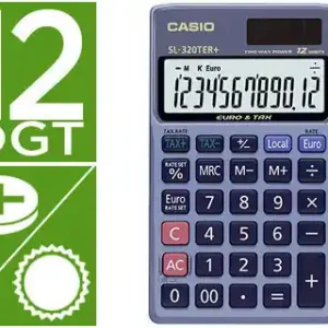 Oferta De Temporada Calculadora Casio Sl-320Ter Bolsillo 12 Digitos Tax +/- Conversion Moneda Tecla Doble Cero Color Azul