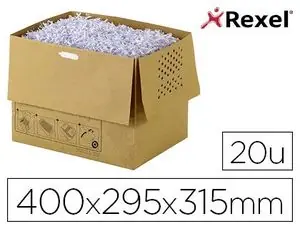 Bolsa de Residuos Rexel Reciclable para Destructora Auto+300X Capacidad 40 L Pack de 20 Unidades 400 Bestseller