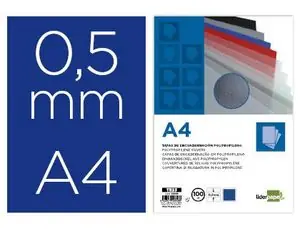 Tapa Encuadernacion Liderpapel Polipropileno A4 0. 5Mm Azul Opaco Paquete de 100 Unidades Profesional