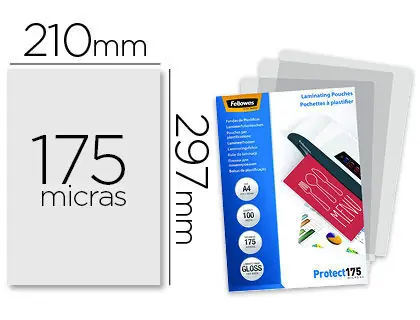Oferta Especial Bolsa Plastificar Fellowes Brillo A4 175 Micras Pack 100 Unidades