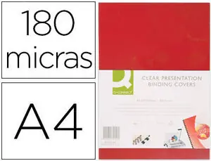 Artesanal Tapa de Encuadernacion Q-Connect Pvc Din A4 Opaca Rojo 180 Micras Caja de 100 Unidades