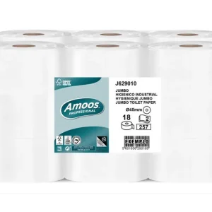 Papel Higienico Amoos Jumbo Industrial 2 Capas 30G/m2 Paquete de 18 Rollos De Moda