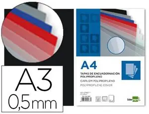 Tapa Encuadernacion Liderpapel Polipropileno A3 0. 5 mm Negro Opaco Paquete de 100 Unidades Oferta Especial