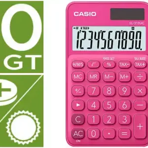 Calculadora Casio Sl-310Uc-Rd Bolsillo 10 Digitos Tax +/- Tecla Doble Cero Color Fucsia Rebajas