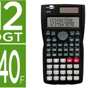 Calculadora Liderpapel Cientifica Xf33 12 Digitos 240 Funciones con Tapa Solar y Pilas Color Negro 156X85X20 Original