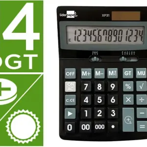 Calculadora Liderpapel Sobremesa Xf31 14 Digitos Solar y Pilas Color Negro 170X122X35 mm Oferta Especial