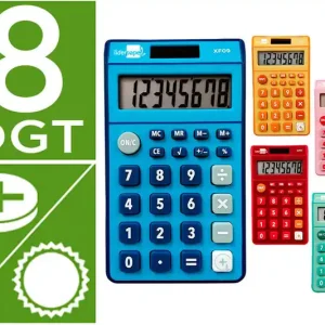Oferta De Temporada Calculadora Liderpapel Bolsillo Xf14 8 Digitos Solar y Pilas 115X65X8 mm Expositor de 16 Unidades Colores