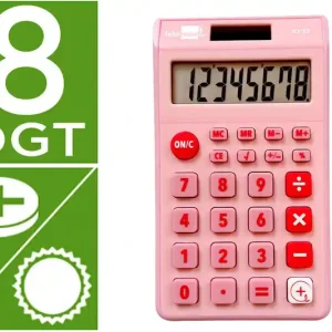 Auténtico Calculadora Liderpapel Bolsillo Xf12 8 Digitos Solar y Pilas Color Rosa 115X65X8 mm