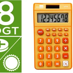 Última Oportunidad Calculadora Liderpapel Bolsillo Xf10 8 Digitos Solar y Pilas Color Naranja 115X65X8 mm