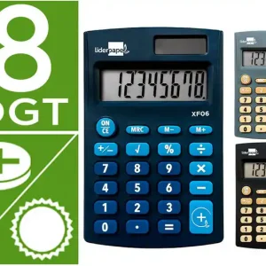 Gran Oferta Calculadora Liderpapel Bolsillo Xf08 8 Digitos Solar y Pilas 98X62X8 mm Expositor de 16 Unidades Colores