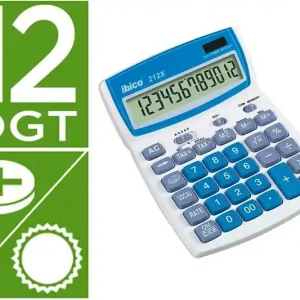 Envío Internacional Calculadora Ibico 212X Sobremesa 12 Digitos Color Blanco / Azul 140X32X190 mm