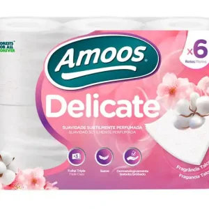 Papel Higienico Amoos Delicate 3 Capas Color Blanco Paquete de 6 Rollos 20 M Mayoreo