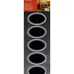 Envío Internacional Etiquetas Negras Pizarra Ovaladas 65X41 Blister 10 ud