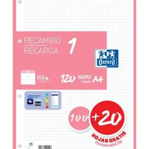 Recambio Oxford 5X5 mm A4 100+20 Hj 90 Gr 5 Rosa Chicle A Buen Precio
