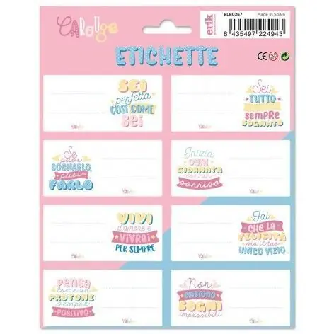 Blister 16 Etiquetas Adhesivas Escolares Carouge Blue & Pink Italiano Ordena Ya