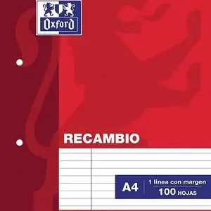 Recambio Oxford Rayado A4 100 Hj 90 Gr 4 Taladros Disponible Ahora