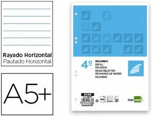 Precio Económico Recambio Liderpapel 4º Rayado 6T 100 Hj 60 Gr
