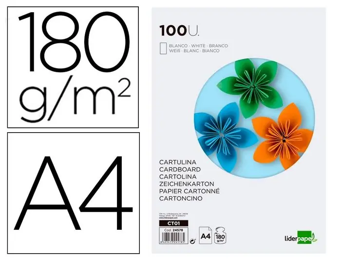 Barato Cartulina Liderpapel A4 180 Gr Blanco Paq 100 ud