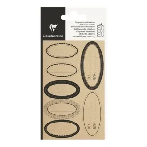 Etiquetas Adhesivas Kraft Oval Clairefontaine Negro Paquete 28 ud Precio Reducido