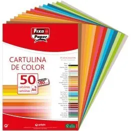 Disponible Ahora Paquete 50 Cartulinas Fixo A4 Verde Lima 180 Gr