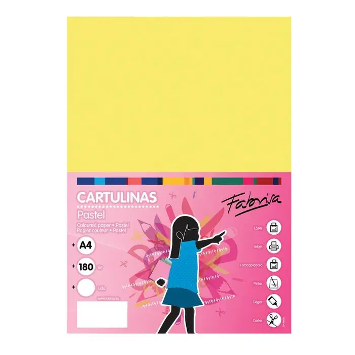 Paquete 50 Cartulinas Fabrisa A4 180 Gr Amarillo Mejor Calidad