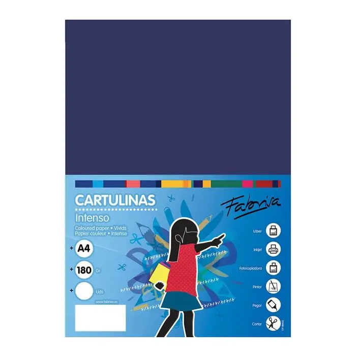 Precio De Fábrica Paquete 50 Cartulinas Fabrisa A4 180 Gr Azul Marino
