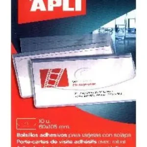 Bolsillos Adhesivos con Solapa para Tarjetas Apli 100 X 60 mm Blister 10 ud Precio Rebajado
