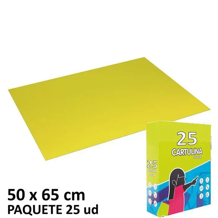 Paquete 25 Cartulinas Fabrisa 50X65 cm 180 Gr Amarillo Fuerte Venta Final