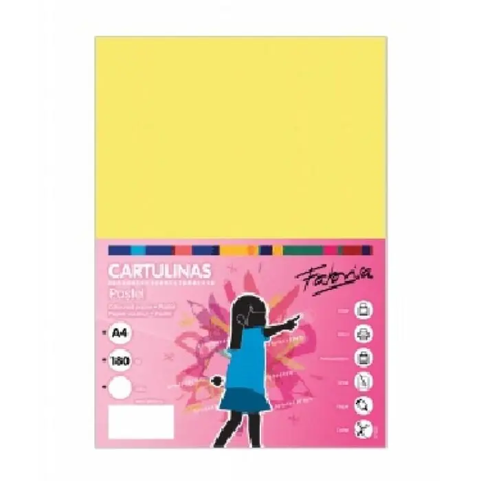 Precio Económico Paquete 100 Cartulinas Fabrisa A4 180 Gr Amarilla