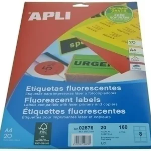 Solo Por Tiempo Limitado Etiquetas Adh. impr. apli A4 Fluor Rojo Ls-Cp C. romos Blister 20H 99,1X67,7 mm 160 uds. (02876)
