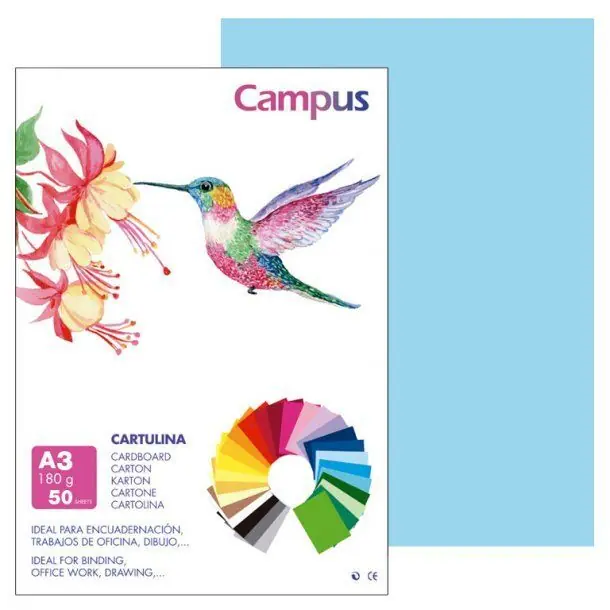 Cartulina Campus A3 180 Gr Azul Celeste Paquete 50 ud Última Oportunidad
