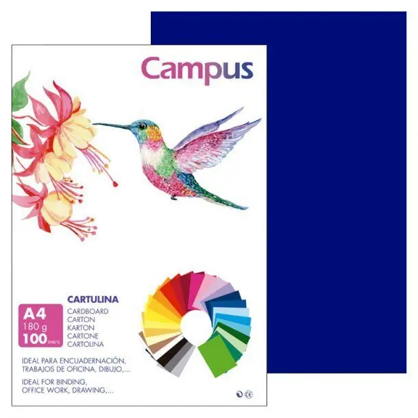 Cartulina Campus A4 Azul Ultramar 180G Certificado