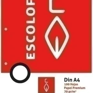 Artesanal Recambio Escolofi A4 100H 70Gr 4 Taladros Cuadric. 4X4 Pautada C/margen