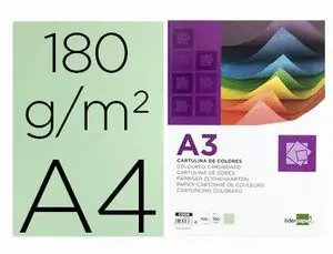Cartulina Liderpapel A3 180 Gr Verde Paq 100 ud Ordenar Ahora Mismo